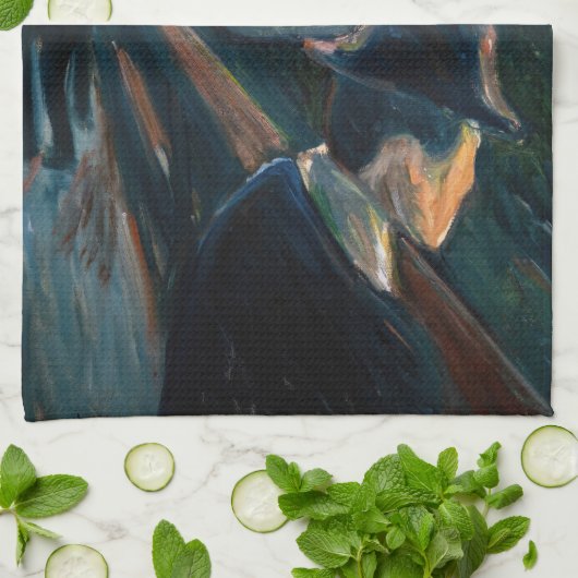 Edvard Munch - Sick Mood at Sunset, Despair 1892 Geschirrtuch (Gefaltet)