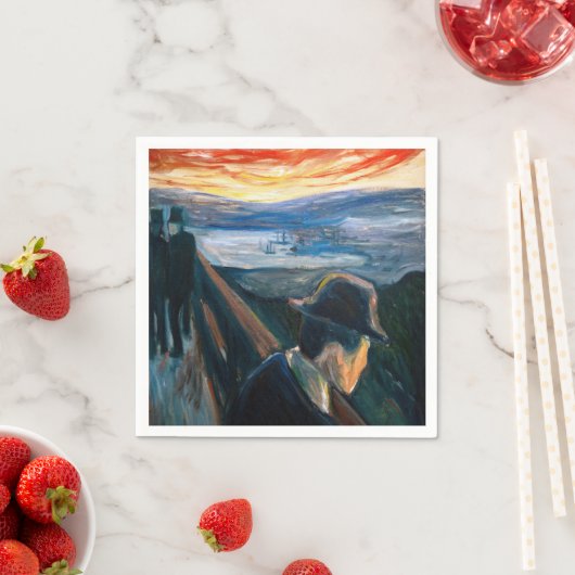Edvard Munch - Sick Mood at Sunset, Despair 1892 Serviette (Beispiel)