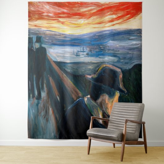 Edvard Munch - Sick Mood at Sunset, Despair 1892 Wandteppich (Beispiel)