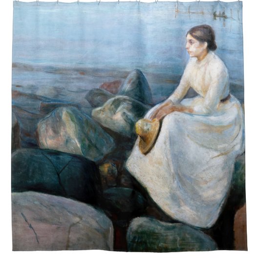 Edvard Munch - Sommernacht, Inger am Strand Duschvorhang (Vorderseite)