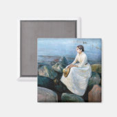 Edvard Munch - Sommernacht, Inger am Strand Magnet (Vorderseite/Rückseite)