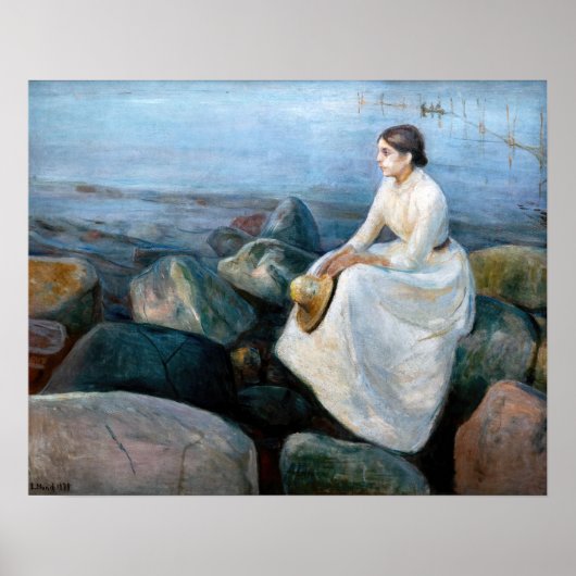 Edvard Munch - Sommernacht, Inger am Strand Poster (Vorne)