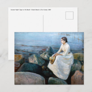 Edvard Munch - Sommernacht, Inger am Strand Postkarte