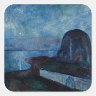 Edvard Munch - Starry Night 1893 Quadratischer Aufkleber