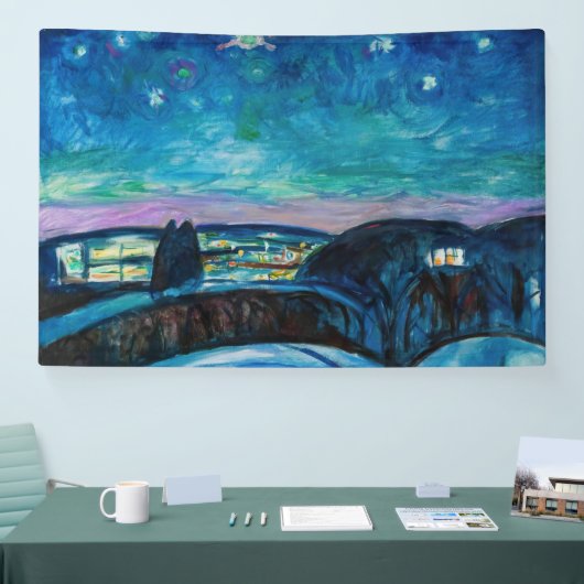 Edvard Munch - Starry Night 1922 Banner (Messe)