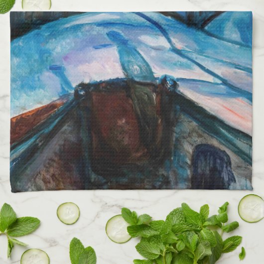 Edvard Munch - Starry Night 1922 Geschirrtuch (Gefaltet)