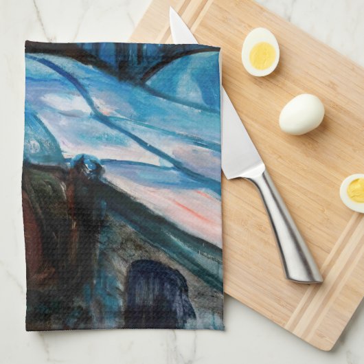 Edvard Munch - Starry Night 1922 Geschirrtuch (Viertel Falte)