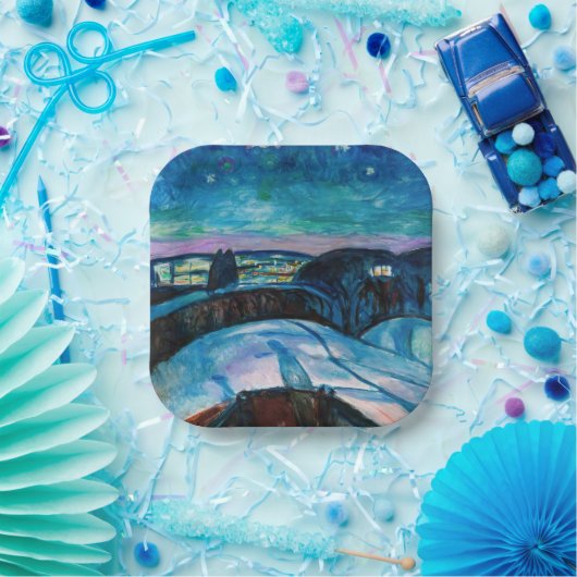 Edvard Munch - Starry Night 1922 Pappteller (Party)