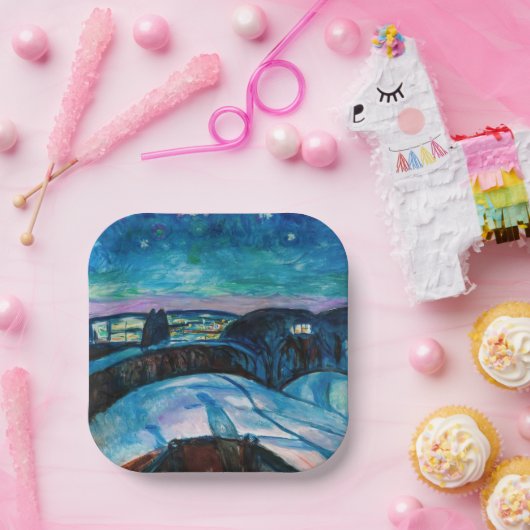 Edvard Munch - Starry Night 1922 Pappteller (Party)