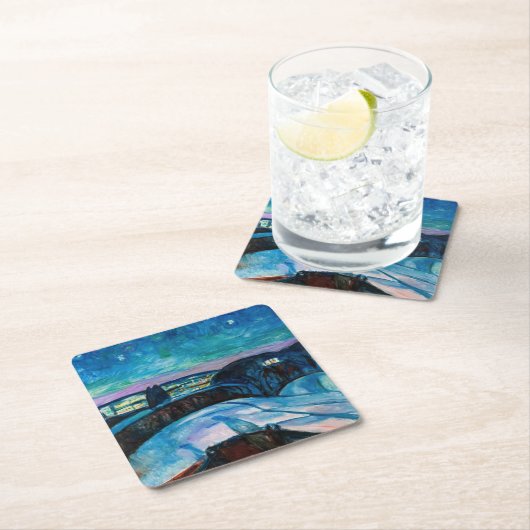 Edvard Munch - Starry Night 1922 Rechteckiger Pappuntersetzer (Vor Ort)