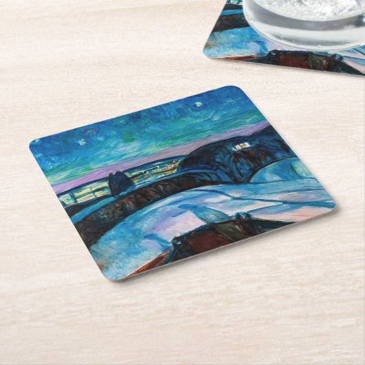 Edvard Munch - Starry Night 1922 Rechteckiger Pappuntersetzer (angewinkelt)