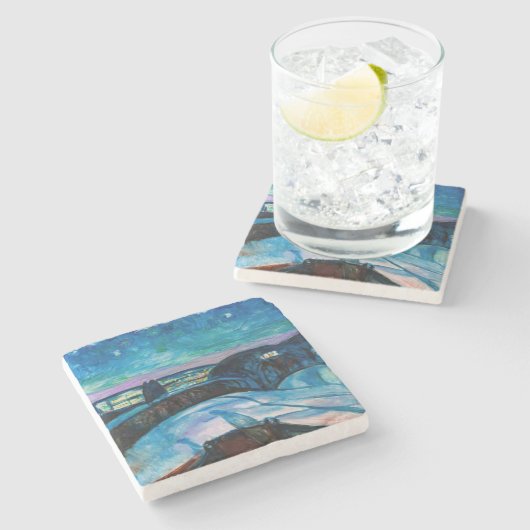 Edvard Munch - Starry Night 1922 Steinuntersetzer (Seitenansicht)