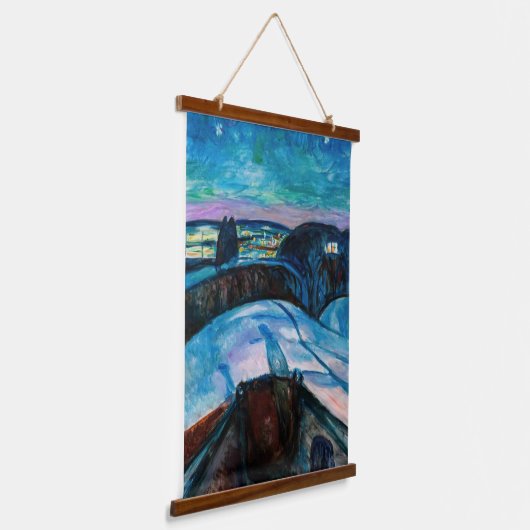 Edvard Munch - Starry Night 1922 Wandteppich Mit Holzrahmen (Gewinkelt)