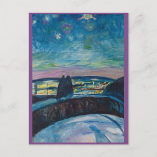 Edvard Munch, Starry Night Painting Post Card Postkarte