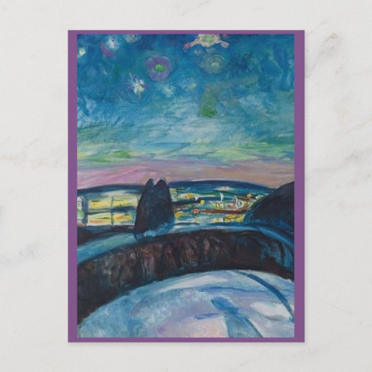 Edvard Munch, Starry Night Painting Post Card Postkarte (Vorderseite)