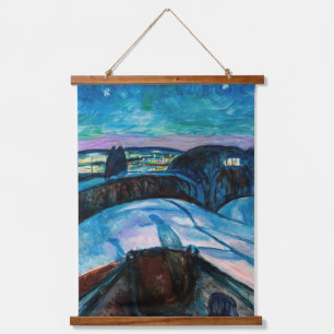 Edvard Munch - Sternennacht 1922 Wandteppich Mit Holzrahmen