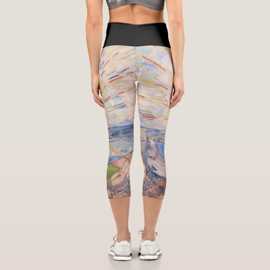 Edvard Munch Sunrise Art Nouveau Expressionismus Capri Leggings (Rückseite)
