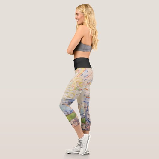 Edvard Munch Sunrise Art Nouveau Expressionismus Capri Leggings (Links)
