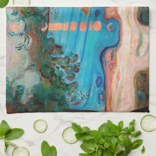 Edvard Munch - Tanz am Strand Geschirrtuch (Gefaltet)