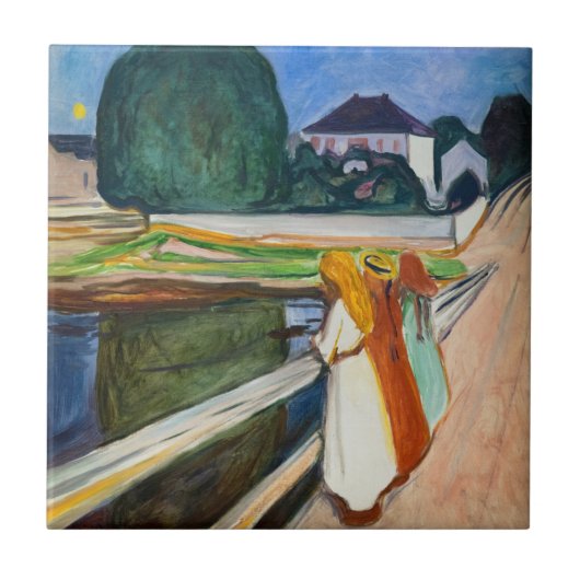 Edvard Munch - The Girls on Bridge Fliese (Vorderseite)