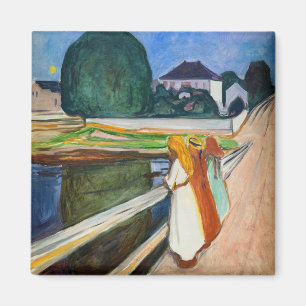 Edvard Munch - The Girls on Bridge Magnet