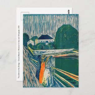Edvard Munch - The Girls on the Bridge, Lithograph Postkarte