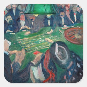 Edvard Munch - The Roulette Table in Monte Carlo Quadratischer Aufkleber
