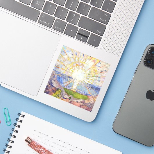 Edvard Munch - The Sun 1911 Aufkleber (Laptop mit iPhone)