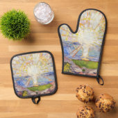 Edvard Munch - The Sun 1911 Ofenhandschuh & Topflappen-Set (Oben Unten)