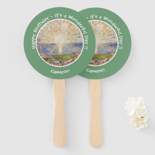 Edvard Munch the Sun (Solen) - Party-Gegenstände f Fächer (Vorne und Hinten)