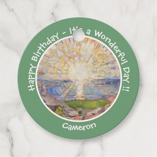 Edvard Munch the Sun (Solen) - Party-Gegenstände f Geschenkanhänger (Vorderseite)