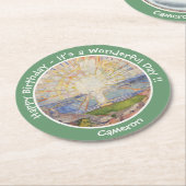 Edvard Munch the Sun (Solen) - Party-Gegenstände f Runder Pappuntersetzer (Angewinkelt)