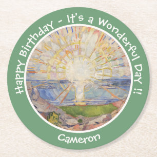 Edvard Munch the Sun (Solen) - Party-Gegenstände f Runder Pappuntersetzer