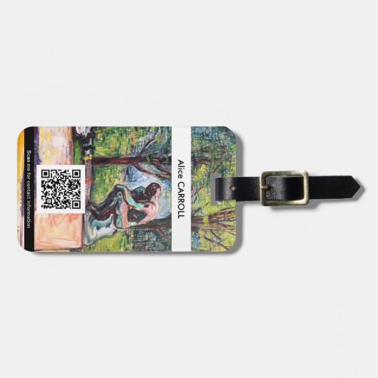 Edvard Munch - The Thinker von Rodin - QR-Code Gepäckanhänger (Vorderseite horizontal)