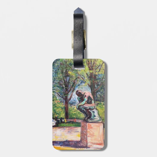 Edvard Munch - The Thinker von Rodin - QR-Code Gepäckanhänger (Rückseite vertikal)