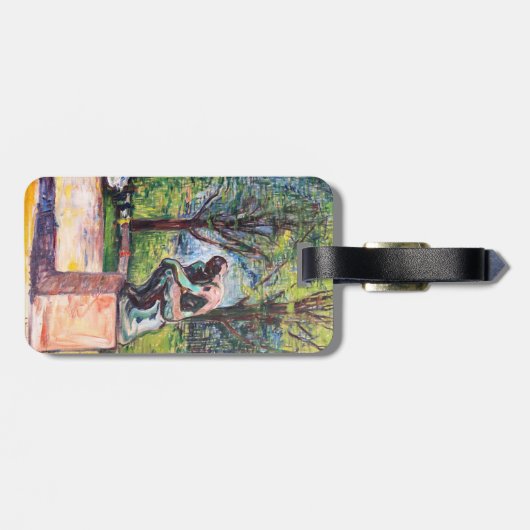 Edvard Munch - The Thinker von Rodin - QR-Code Gepäckanhänger (Rückseite horizontal)