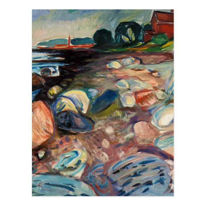Edvard Munch Ufer mit rotem Haus Postkarte Zazzle.de