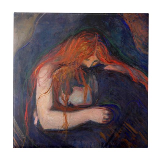 Edvard Munch - Vampir / Liebe und Schmerz Fliese (Vorderseite)