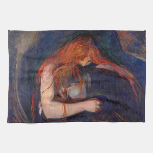 Edvard Munch - Vampire / Liebe und Schmerz Geschirrtuch (Horizontal)