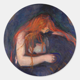 Edvard Munch - Vampire / Liebe und Schmerz Runder Aufkleber