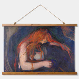 Edvard Munch - Vampire / Liebe und Schmerz Wandteppich Mit Holzrahmen