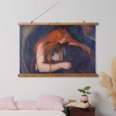 Edvard Munch - Vampire / Liebe und Schmerz Wandteppich Mit Holzrahmen (Schlafzimmer)