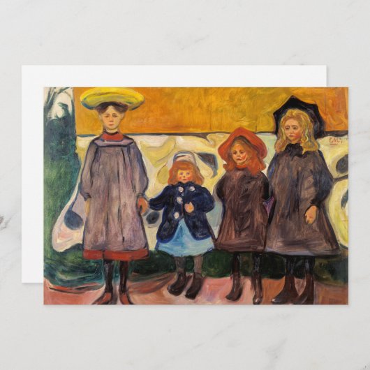 Edvard Munch - Vier Mädchen in Asgardstrand Dankeskarte (Vorne/Hinten)