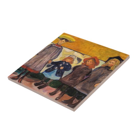 Edvard Munch - Vier Mädchen in Asgardstrand Fliese (Seite)