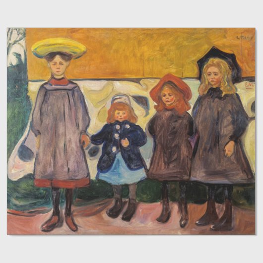 Edvard Munch - Vier Mädchen in Asgardstrand Geschenkpapier (Flach)