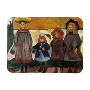 Edvard Munch - vier Mädchen in Asgardstrand Magnet