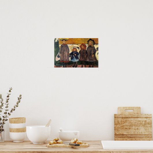 Edvard Munch - Vier Mädchen in Asgardstrand Poster (Küche)