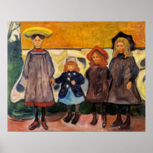 Edvard Munch - Vier Mädchen in Asgardstrand Poster