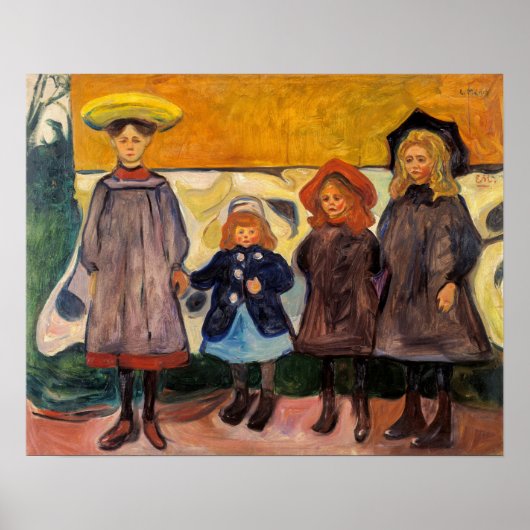 Edvard Munch - Vier Mädchen in Asgardstrand Poster (Vorne)