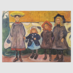 Edvard Munch - Vier Mädchen in Asgardstrand Seidenpapier